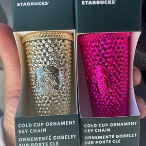 Starbucks 2022 Holliday Gold & Pink keychains